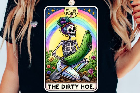 Funny Gardening Skeleton Tarot Card PNG
