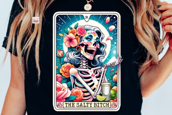 Tarot Card PNG the Salty Bitch, Tequila: A Unique Digital Design for Creative Expression