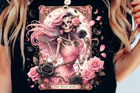 The Wild Rose Tarot Card PNG Skeleton