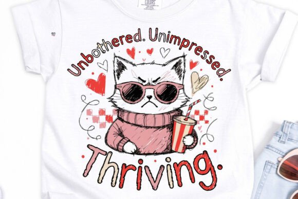 Unbothered Thriving Sassy Retro Cat PNG: Bold Design for Creators
